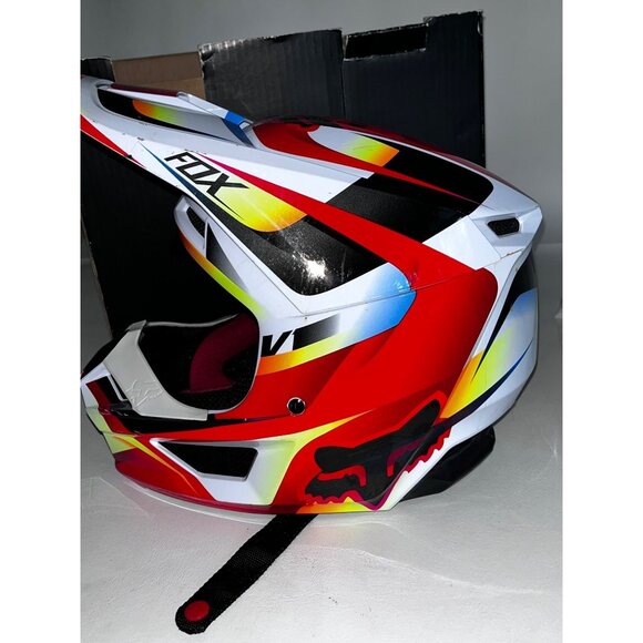Fox Youth V1 Motocross Helmet Red White YM Box & Dust Bag Included Super Conditi - Picture 3 of 10